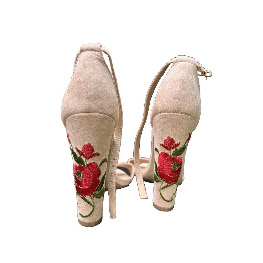 Fahrenheit Rose Embroidered Women's High Heel Sandals  Sz 5.5